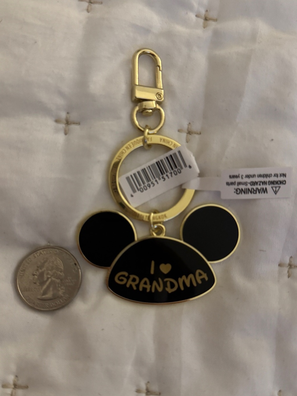 Disney Black & Gold "I ♥ Grandma" Mickey Keychain